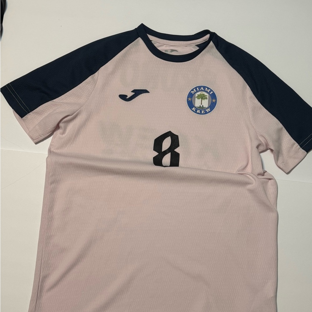 Miami Krew Kids Pink & Navy Soccer Jersey - Number 8